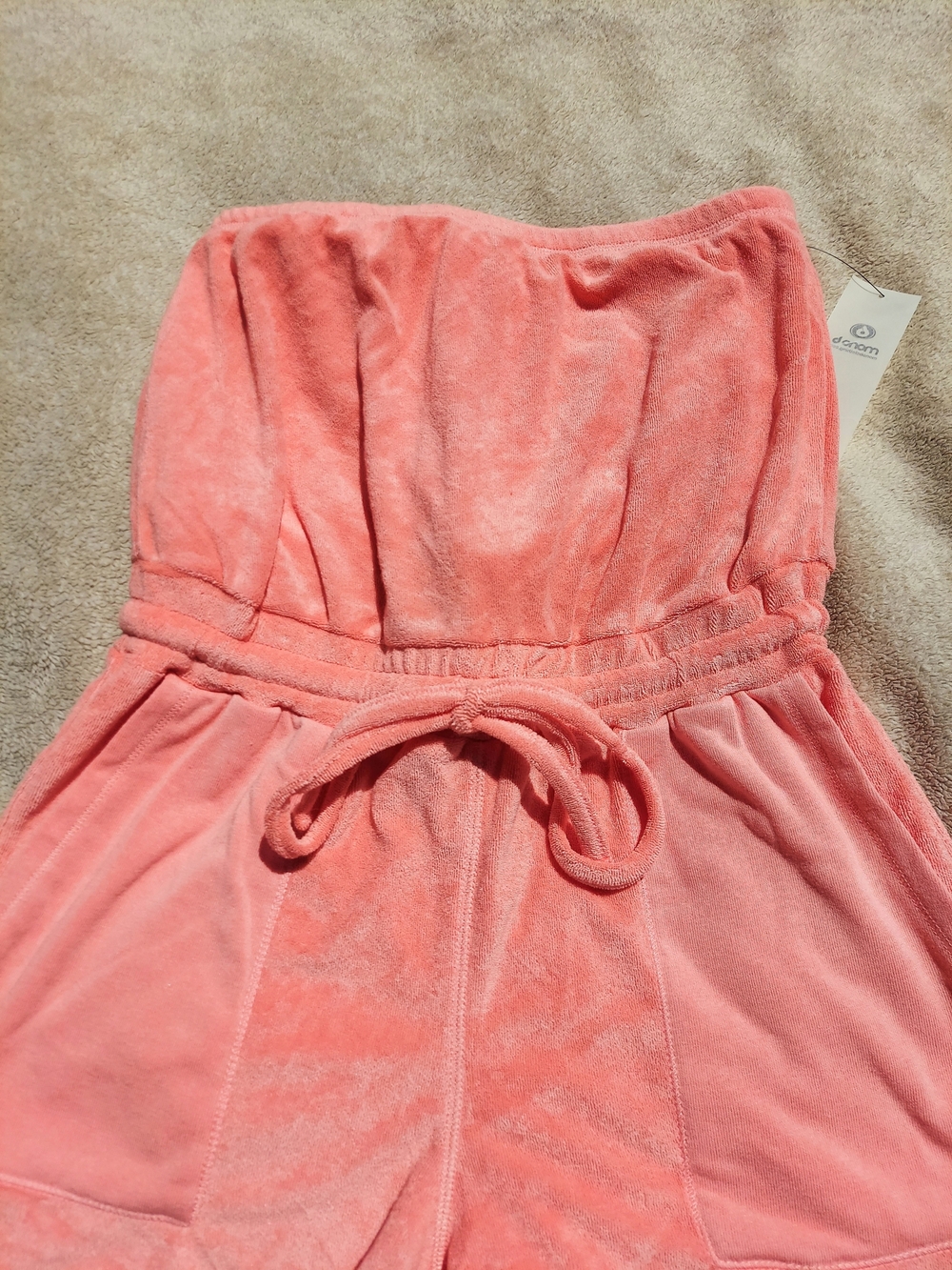 Mono B Coral Terry Strapless Romper Womens Size Smalk NWT Y2K Barbie Resortwear - Picture 2 of 7